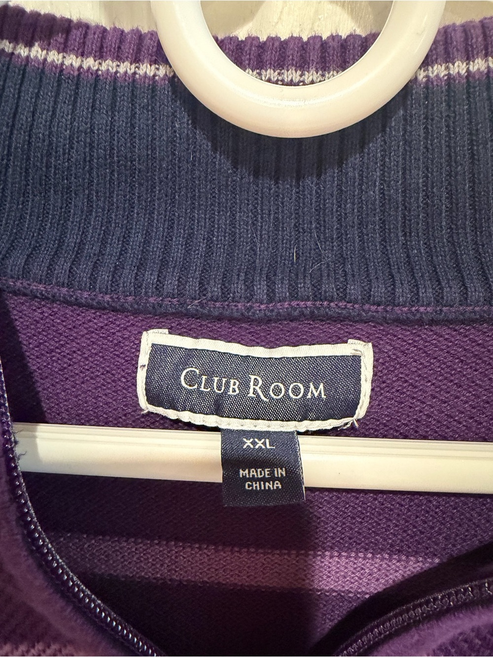 Club Room Purple Striped Quarter-Zip Sweater - Picture 3 of 4